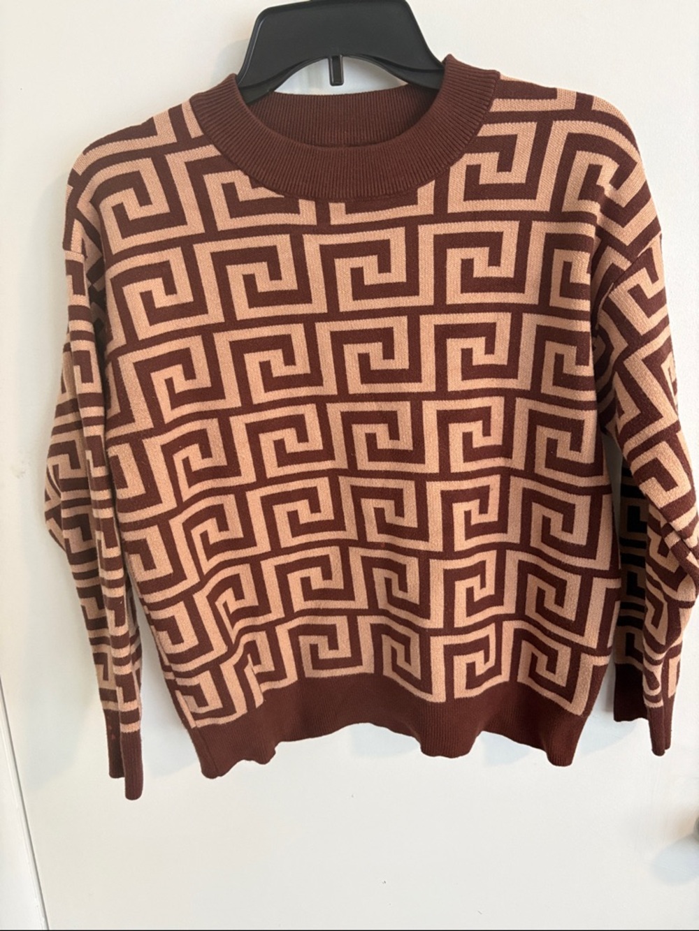 AZ Brown Geometric Knit Sweater